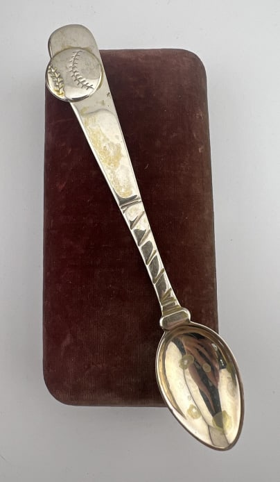 Tiffany & Co Sterling Silver 1995 Baseball Spoon: Tiffany & Co Sterling Silver 1995 Baseball Spoon. Signed and hallmarked. Measures just under 5.75 inches in length.