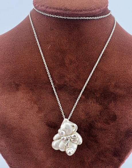 Tiffany & Co Sterling Silver Teddy Bear Necklace (1 of 8)