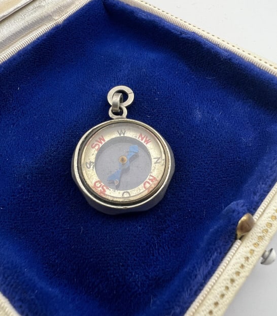 Antique 19th C Compass Necklace Pendant or Fob: Antique 19th C Compass Necklace Pendant or Fob. Measures approximately 1.5 inches in length with the bail.