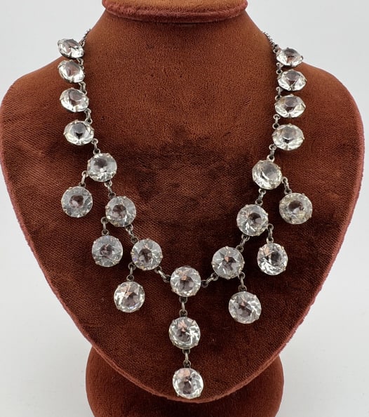 Antique Art Deco Era Sterling Rhinestone Necklace (1 of 8)