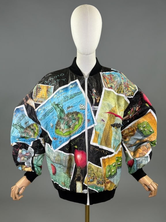 Vintage 1990s DuPont Tyvek NY Bomber Jacket: Vintage 1990s DuPont Tyvek NY Bomber Jacket having zip front closure and ribbed knit collar, sleeve cuffs, and hem. Marked size XXL 44 - Measuring 26 inches flat across chest, 27 inches long, 25 inch