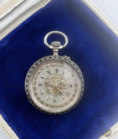 Antique Ornate Silver Vermeil Pocket Watch Pendant (1 of 10)
