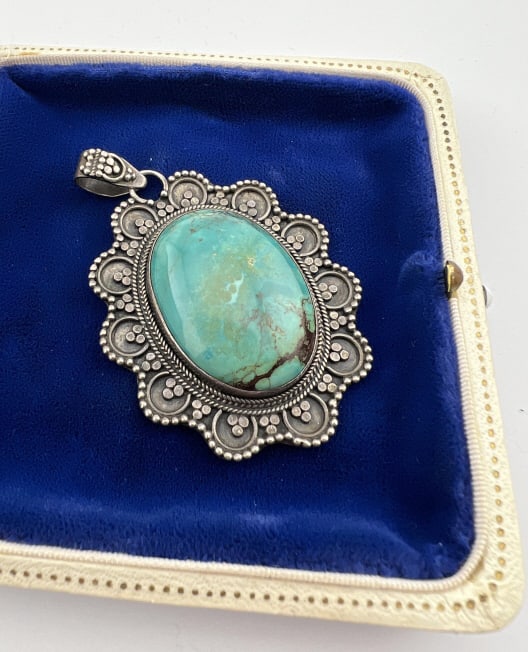 Native American Sterling & Turquoise Pendant (1 of 6)