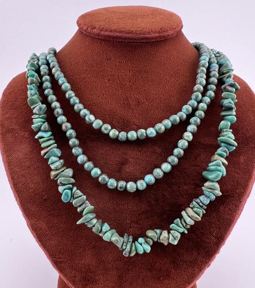Native American Sterling & Turquoise Bead Necklace (1 of 8)