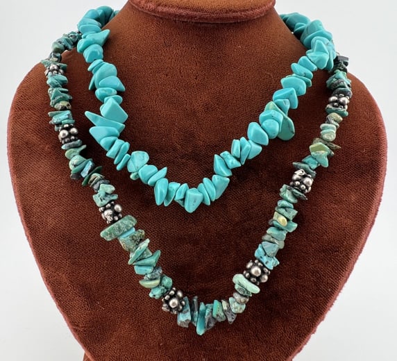 Native American Sterling Turquoise Bead Necklaces (1 of 7)