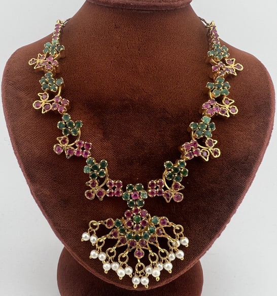 Emerald & Ruby Necklace w Gold Over Sterling Chain (1 of 10)
