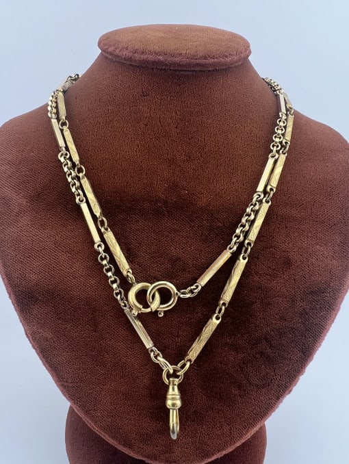 Antique Gold Fill Watch Chain Necklace w Dog Clip (1 of 6)