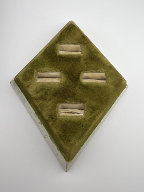 Antique / Vintage Jewelry Store Ring Display Buff: Antique / Vintage Jewelry Store Ring Display Buff Stand. Measures 7 x 5.25 inches.