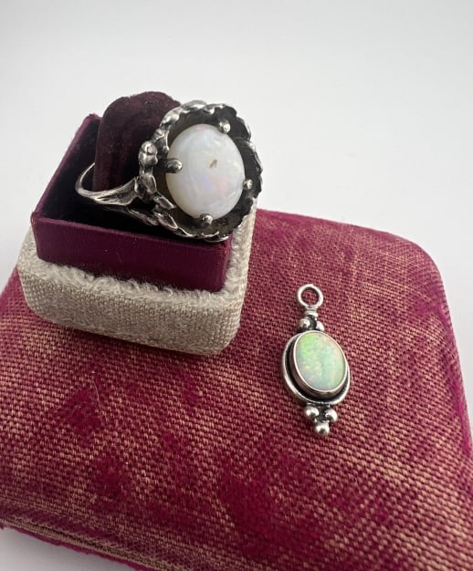 Sterling Silver & Opal Ring & Necklace Pendant (1 of 7)