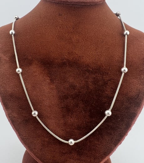 Vintage Italian Sterling Silver Beaded Necklace (1 of 8)