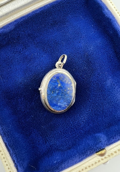 Vintage Sterling Silver & Lapis Lazuli Locket (1 of 7)