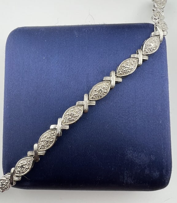 Vintage Sterling Silver & Diamond Accent Bracelet (1 of 6)