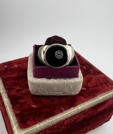Vintage Sterling & Enamel 8 Ball Billiard Ring: Vintage Sterling Silver & Black Enamel 8 Ball Billiard Pool Ball Motif Ring. Ring size 8. Acid tests for sterling.