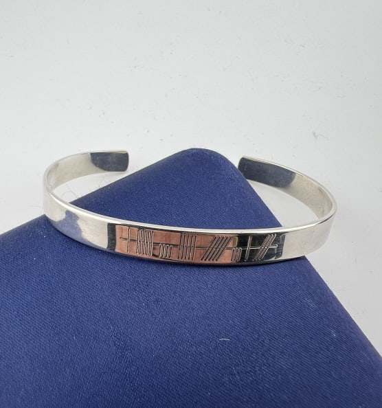 Vintage Sterling Modernist Design Cuff Bracelet (1 of 6)