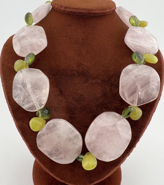 Large Scale Faceted Rose Quartz Bead Necklace (1 of 9)