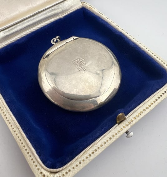 Antique 800 Silver Locket Compact Necklace Pendant (1 of 7)