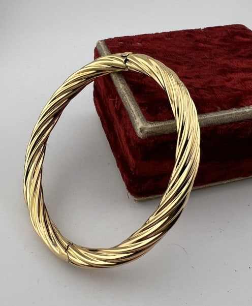 Gold Over Sterling Silver Hinged Bangle Bracelet (1 of 9)