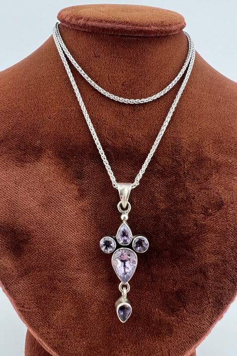 Italian Sterling Necklace Chain w Amethyst Pendant (1 of 10)