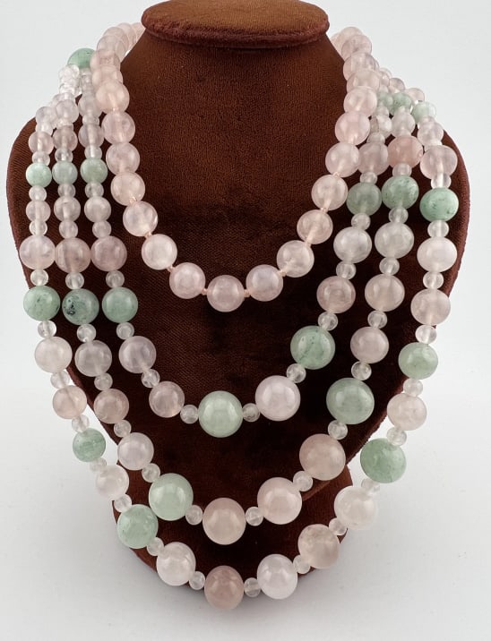 Vintage Multi Strand Rose Quartz Beaded Necklace (1 of 8)