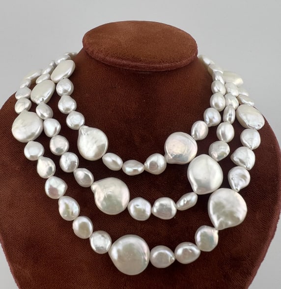 Triple Strand Cultured Baroque Pearl Necklace (1 of 8)