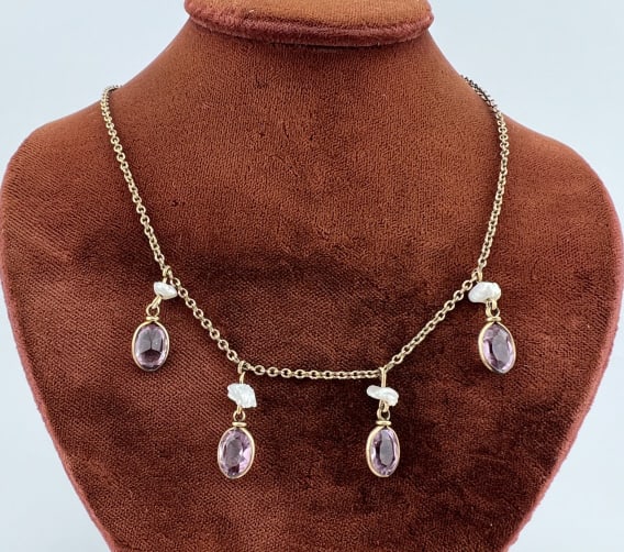 Antique Edwardian Gold Fill Pearl Fringe Necklace (1 of 7)