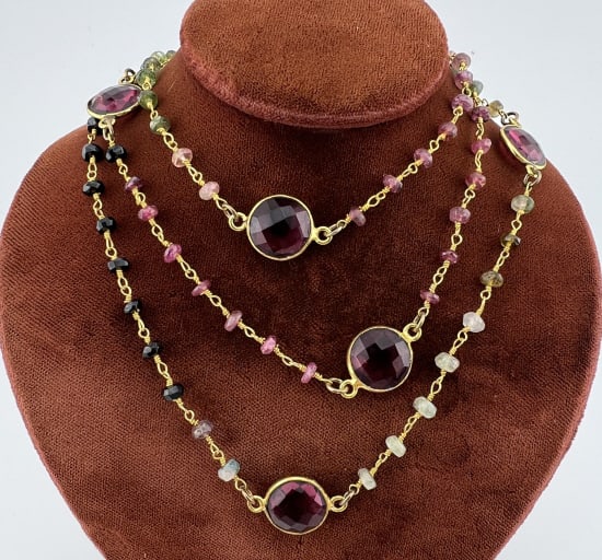 Gold Over Sterling Silver & Gemstone Bead Necklace (1 of 9)