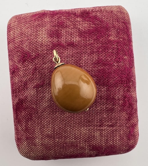 Antique 19th C Butterscotch Amber Necklace Pendant: Antique 19th C Butterscotch Amber Necklace Pendant. Measures just over 1 inch in length.