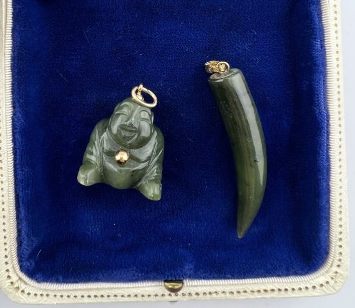 Vintage Jade Chinese Buddha & Horn Pendants (1 of 6)