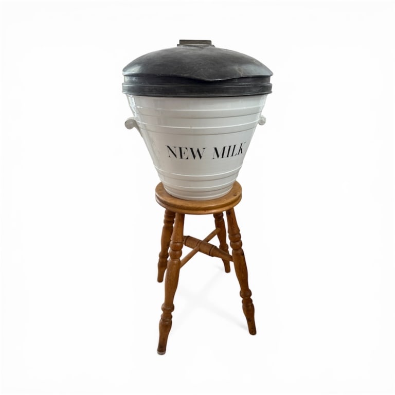 Antique 19th C Pine Stool & Ironstone Milk Jug (1 of 12)