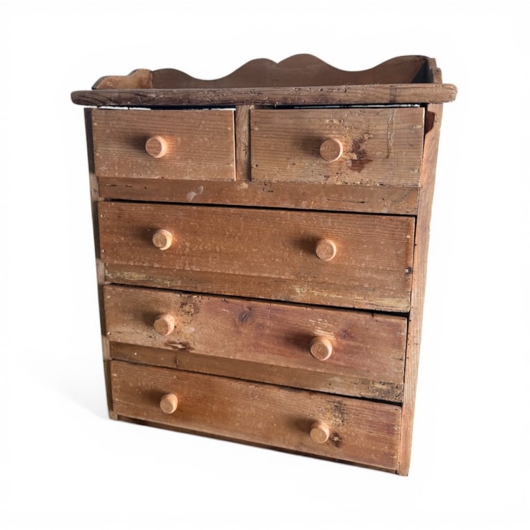 Antique Miniature Child Size Pine Chest of Drawers (1 of 10)