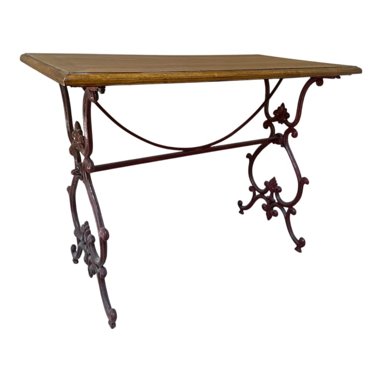 Antique Cast Iron Base Console Table w Wooden Top (1 of 7)