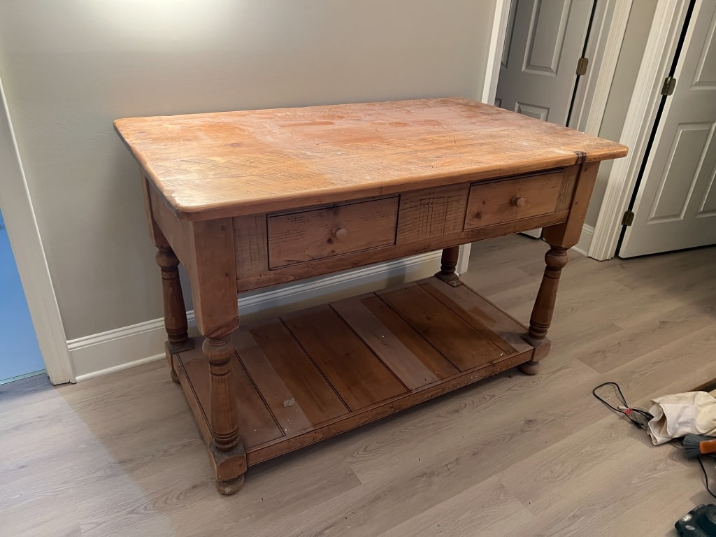 Custom Made Kitchen Island Using Antique Pine - 3