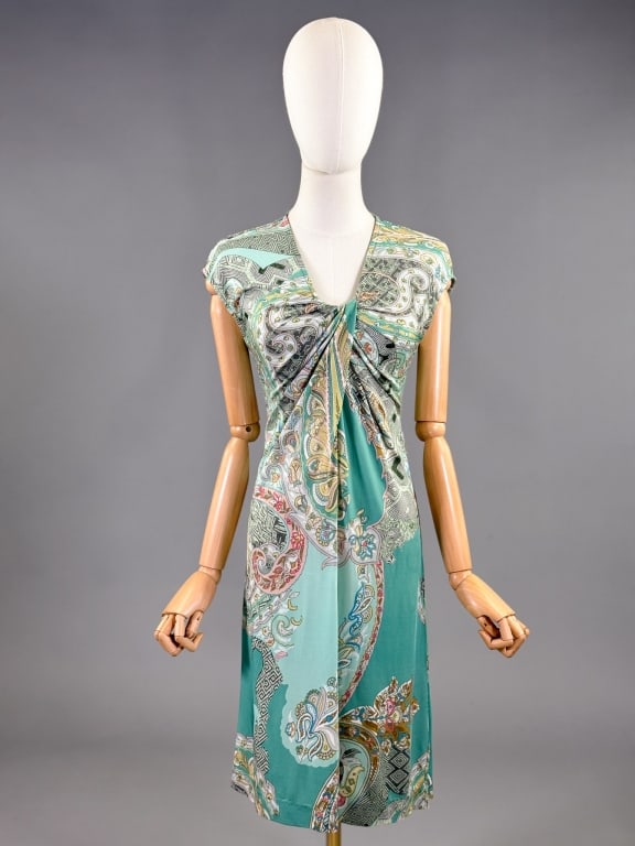 Vintage 2000s Etro Knit Paisley Print Draped Dress (1 of 9)
