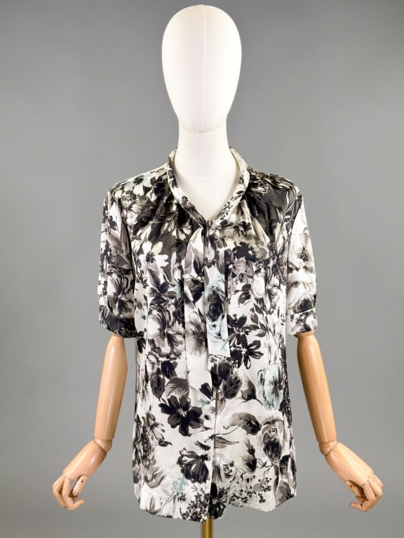 Escada Silk Satin Floral Print Blouse Top Shirt (1 of 11)