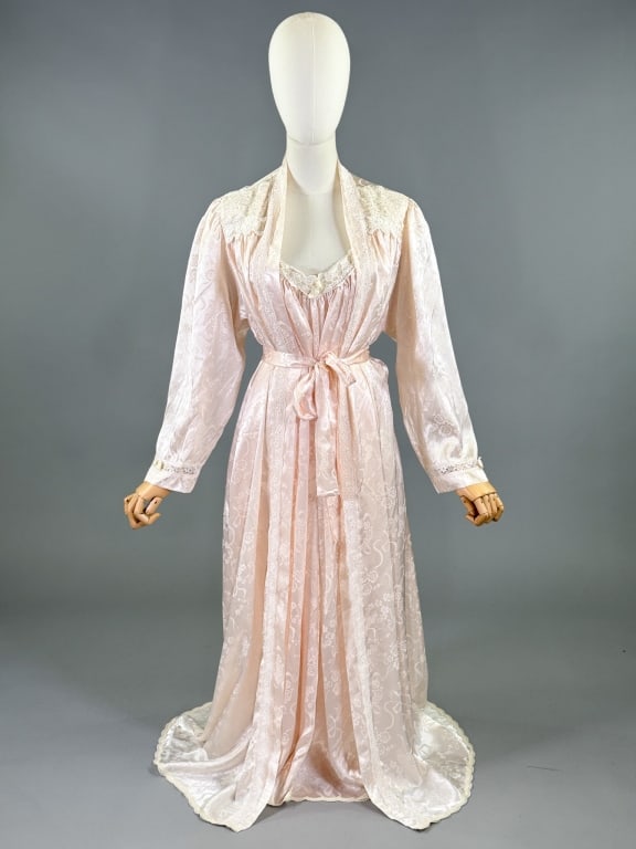 Vintage 1980s Christian Dior Satin Lace Robe Set (1 of 12)