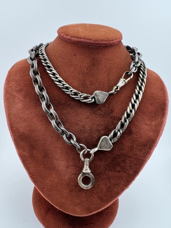 Antique Watch Chain Necklace w Unique Dog Clip (1 of 7)