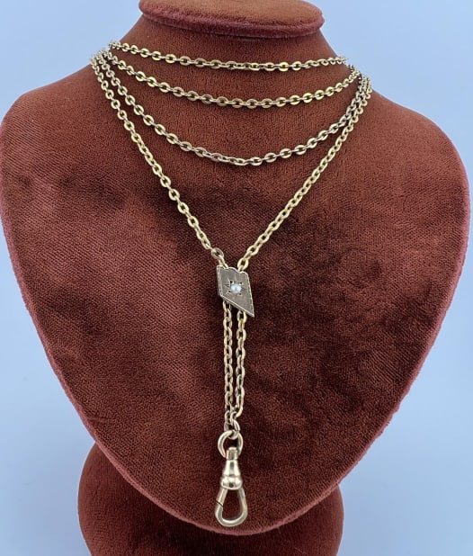 Antique 19th C 10kt Gold Watch Chain Necklace (1 of 8)