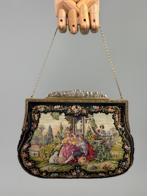 Vintage Figural Needlepoint Tapestry Hand Bag (1 of 8)