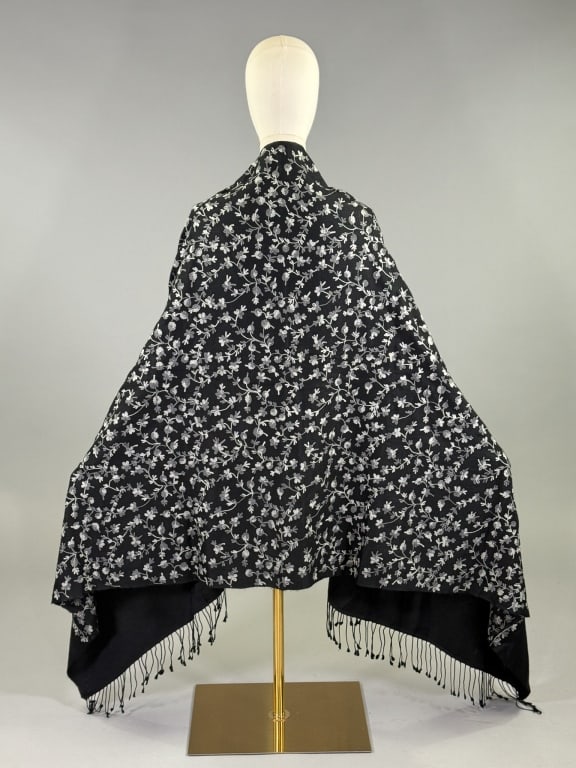 Vintage Floral Embroidered Kashmir Shawl Wrap (1 of 8)