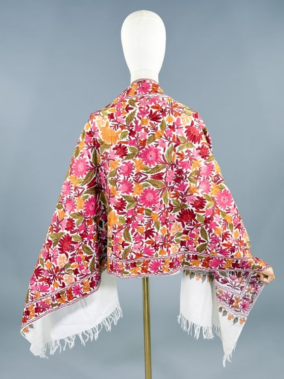 Vintage Floral Embroidered Kashmir Shawl Wrap (1 of 10)