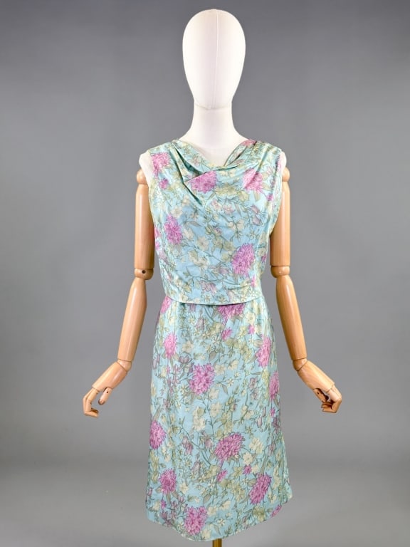 Vintage 1960s Bonwit Teller Floral Silk Day Dress (1 of 9)