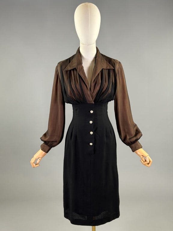 Vintage 1950s Don Loper Draped Silk Wiggle Dress (1 of 11)
