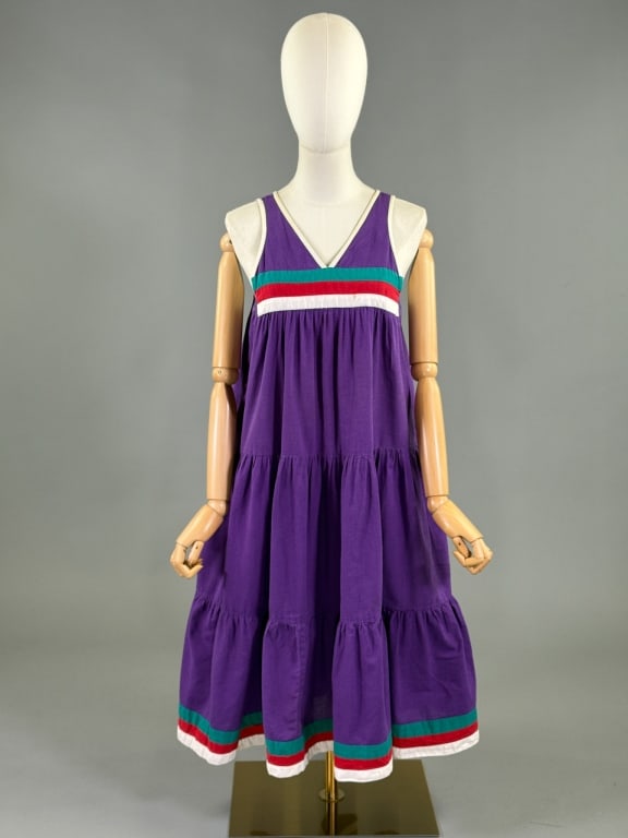 Vintage 1980s Purple Cotton Tiered Tent Dress (1 of 10)