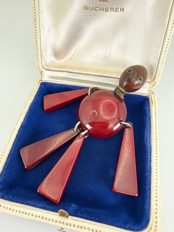 Vintage 1940s Bakelite Articulated Figural Pin (1 of 8)