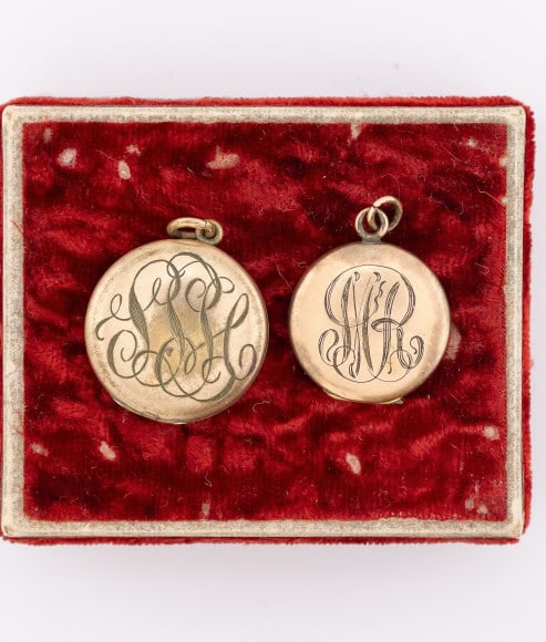 Two Antique C 1900 Gold Filled Monogram Lockets (1 of 7)