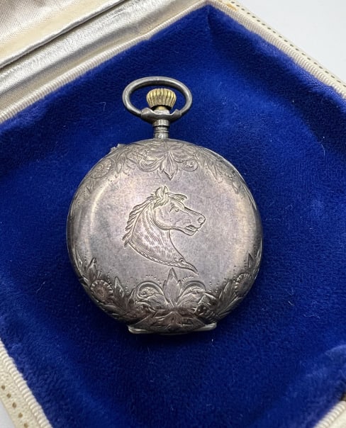 Antique 800 Silver Horse Motif Locket Pendant (1 of 11)