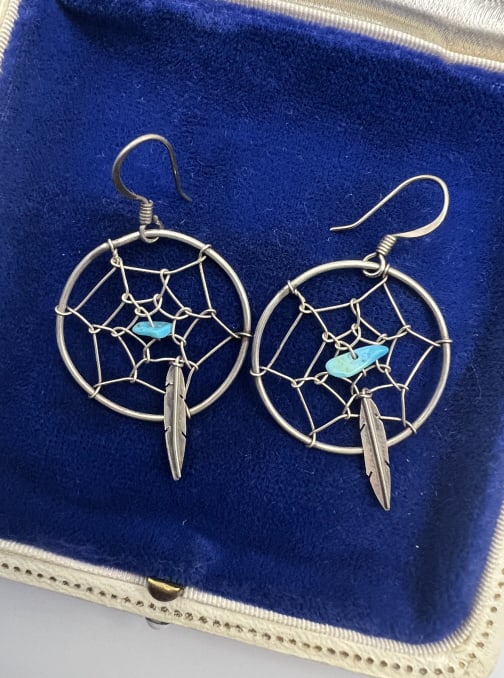 Native American Sterling Dream Catcher Earrings (1 of 8)