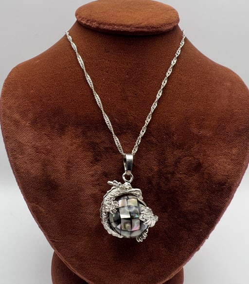 Sterling Silver Necklace Chain w Dragon Pendant (1 of 9)