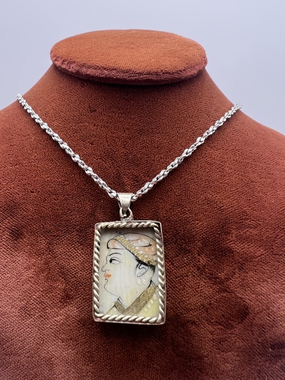 Antique Indo Persian Portrait Miniature w Sterling (1 of 9)