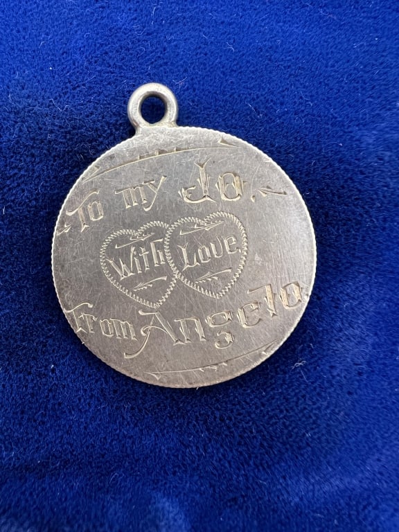 Antique 1942 Silver Coin Love Token Pendant Charm (1 of 5)